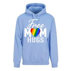 Free Mom Hugs Pride Rainbow Heart Graphic Unisex Surf Hoodie