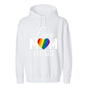 Free Mom Hugs Pride Rainbow Heart Graphic Garment-Dyed Fleece Hoodie