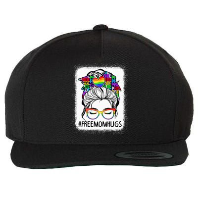 Free Mom Hugs Messy Bun Lgbt Pride Rainbow Cool Gift Wool Snapback Cap