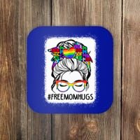 Free Mom Hugs Messy Bun Lgbt Pride Rainbow Cool Gift Coaster