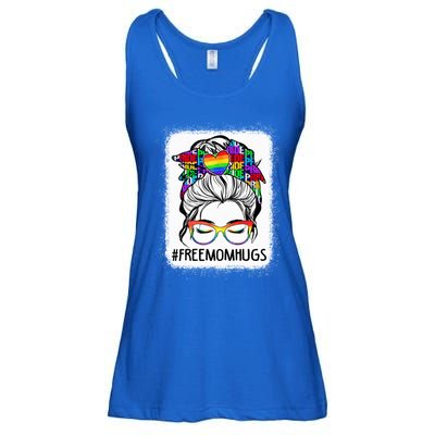 Free Mom Hugs Messy Bun Lgbt Pride Rainbow Cool Gift Ladies Essential Flowy Tank