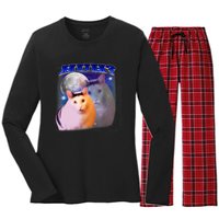 Funny Meme Huh Cat Funny Meme Huh Cat Friend Women's Long Sleeve Flannel Pajama Set 