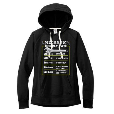 Funny Mechanic Hourly Rate Tee Labor Rates Women's Fleece Hoodie