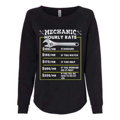 Funny Mechanic Hourly Rate Tee Labor Rates Womens California Wash Sweatshirt