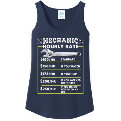 Funny Mechanic Hourly Rate Tee Labor Rates Ladies Essential Tank