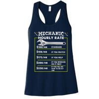 Funny Mechanic Hourly Rate Tee Labor Rates Women's Racerback Tank