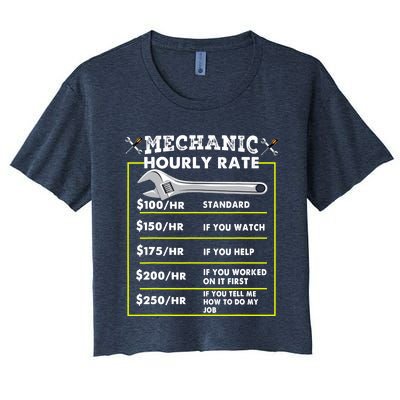 Funny Mechanic Hourly Rate Tee Labor Rates Women's Crop Top Tee