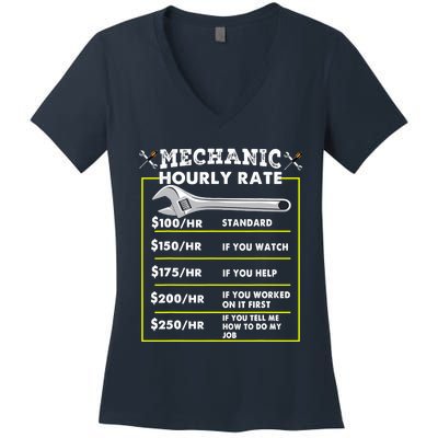 Funny Mechanic Hourly Rate Tee Labor Rates Women's V-Neck T-Shirt