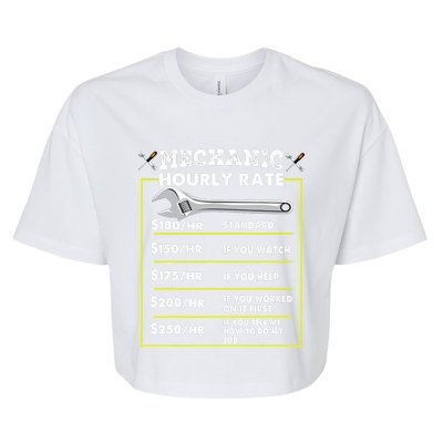 Funny Mechanic Hourly Rate Tee Labor Rates Bella+Canvas Jersey Crop Tee