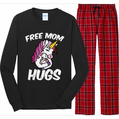 Free Mom Hugs Unicorn Lesbian Lgbtq Pride Flag Mama Gift Long Sleeve Pajama Set