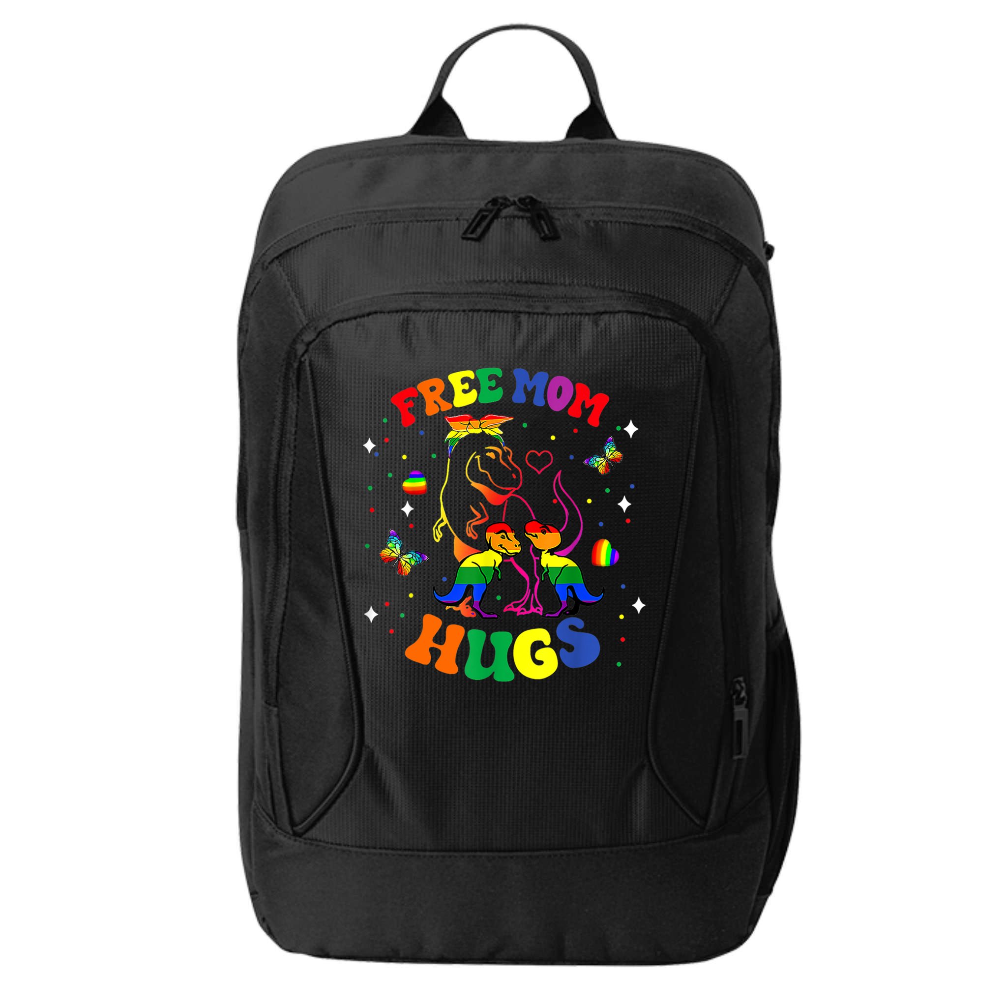 Free Mom Hugs Cute Dinosaur Lgbt Pride Funny Mothers Day Gift City Backpack