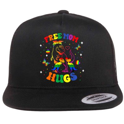 Free Mom Hugs Cute Dinosaur Lgbt Pride Funny Mothers Day Gift Flatbill Hat