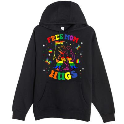 Free Mom Hugs Cute Dinosaur Lgbt Pride Funny Mothers Day Gift Premium Pullover Hoodie