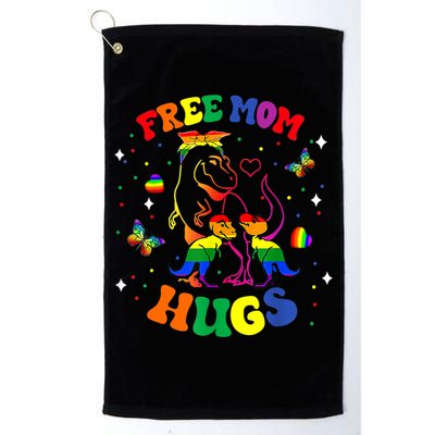 Free Mom Hugs Cute Dinosaur Lgbt Pride Funny Mothers Day Gift Golf Towel
