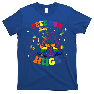 Free Mom Hugs Cute Dinosaur Lgbt Pride Funny Mothers Day Gift T-Shirt