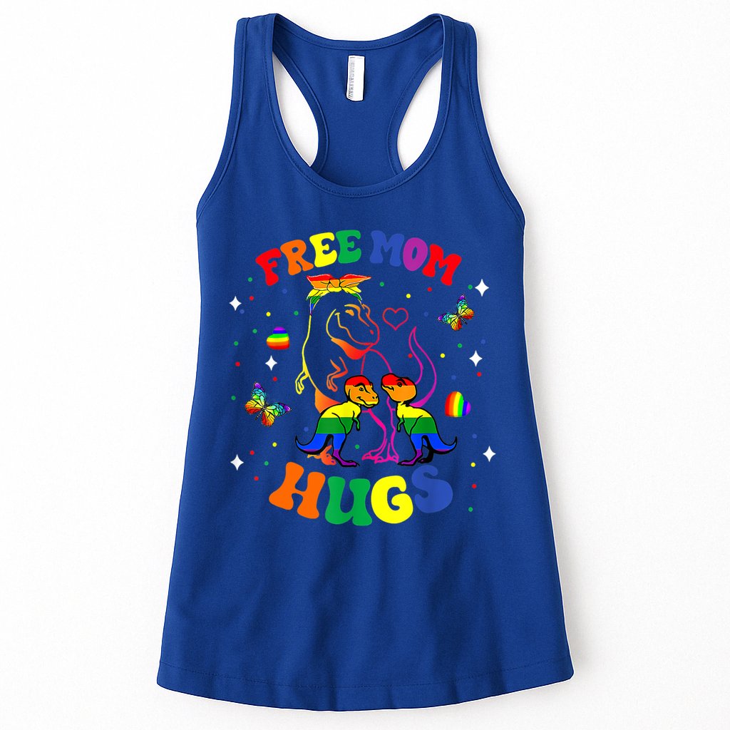 Free Mom Hugs Cute Dinosaur Lgbt Pride Funny Mothers Day Gift Womens Tank Top