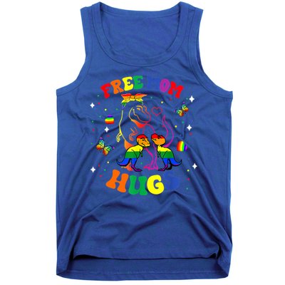 Free Mom Hugs Cute Dinosaur Lgbt Pride Funny Mothers Day Gift Tank Top