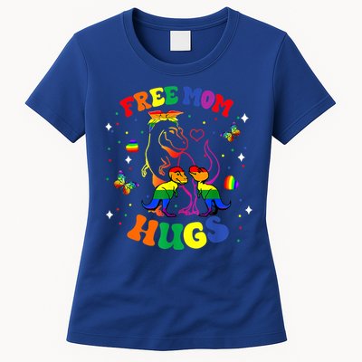 Free Mom Hugs Cute Dinosaur Lgbt Pride Funny Mothers Day Gift Womens T-Shirt