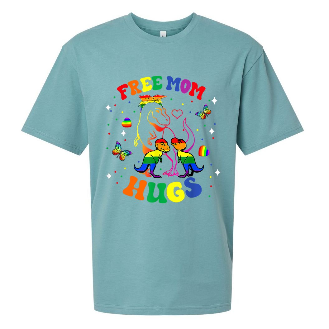 Free Mom Hugs Cute Dinosaur Lgbt Pride Funny Mothers Day Gift Sueded Cloud Jersey T-Shirt