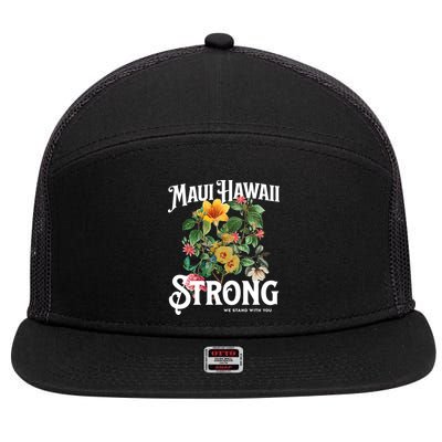 Floral Maui Hawaii Strong We Stand With Maui 7 Panel Mesh Trucker Snapback Hat