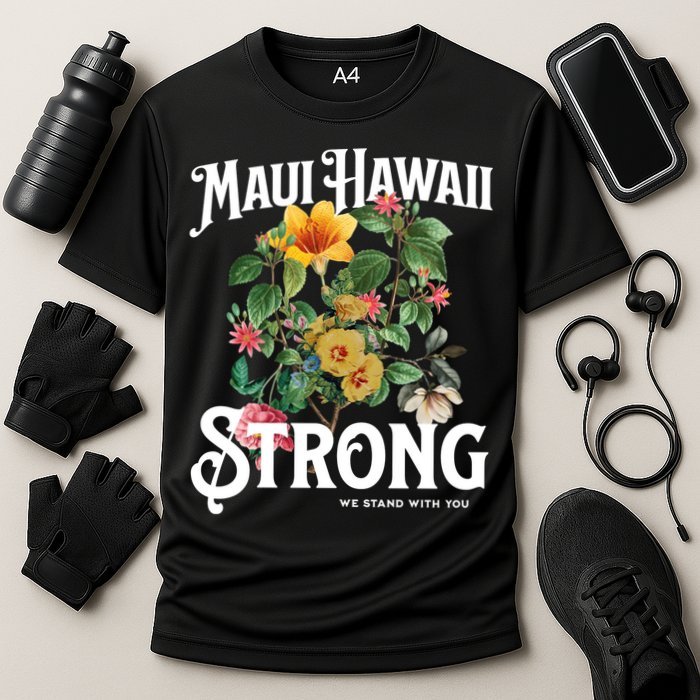 Floral Maui Hawaii Strong We Stand With Maui Cooling Performance Crew T-Shirt