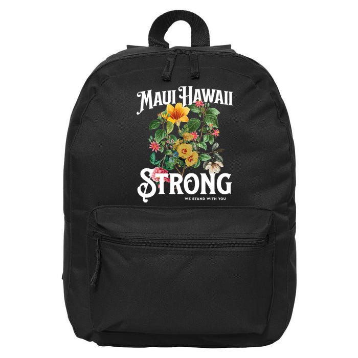 Floral Maui Hawaii Strong We Stand With Maui 16 in Basic Backpack