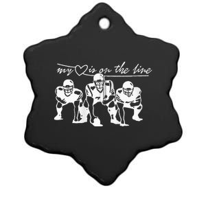 Football My Heart Is On The Line Offensive Lineman Ceramic Star Ornament