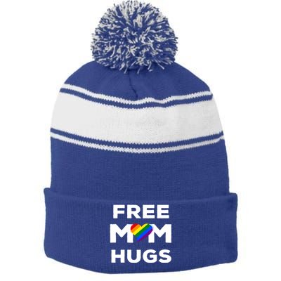 Free Mom Hugs Gift Stripe Pom Pom Beanie