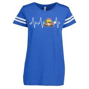 Family Matching Heartbeat Nurse Elf Holiday Christmas Gift Enza Ladies Jersey Football T-Shirt