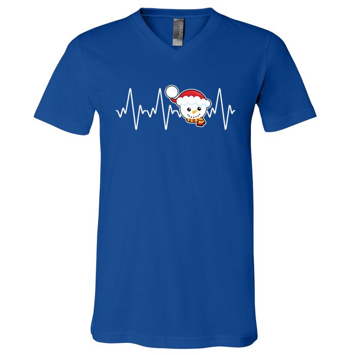 Family Matching Heartbeat Nurse Snow Holiday Christmas Great Gift V-Neck T-Shirt