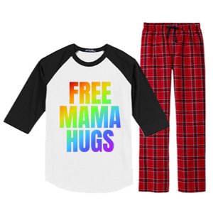 Free Mama Hugs Lgbt Pride Month Colorful Rainbow Lgbtq Mom Gift Raglan Sleeve Pajama Set