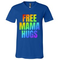 Free Mama Hugs Lgbt Pride Month Colorful Rainbow Lgbtq Mom Gift V-Neck T-Shirt