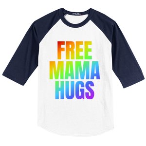 Free Mama Hugs Lgbt Pride Month Colorful Rainbow Lgbtq Mom Gift Baseball Sleeve Shirt