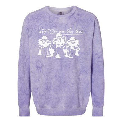 Football My Heart Is On The Line Offensive Lineman Colorblast Crewneck Sweatshirt