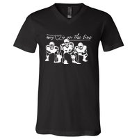 Football My Heart Is On The Line Offensive Lineman V-Neck T-Shirt