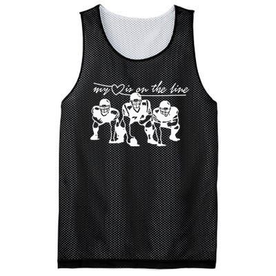 Football My Heart Is On The Line Offensive Lineman Mesh Reversible Basketball Jersey Tank