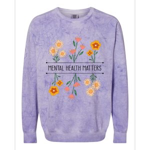 Floral Mental Health Adult and  Mental Health Awareness   Colorblast Crewneck Sweatshirt