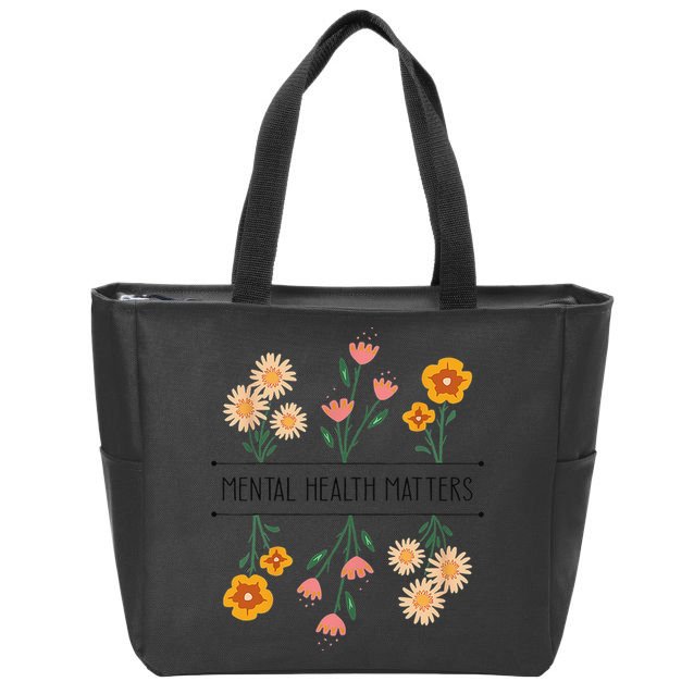 Floral Mental Health Adult and  Mental Health Awareness   Zip Tote Bag