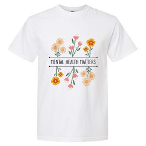 Floral Mental Health Adult and  Mental Health Awareness   Garment-Dyed Heavyweight T-Shirt