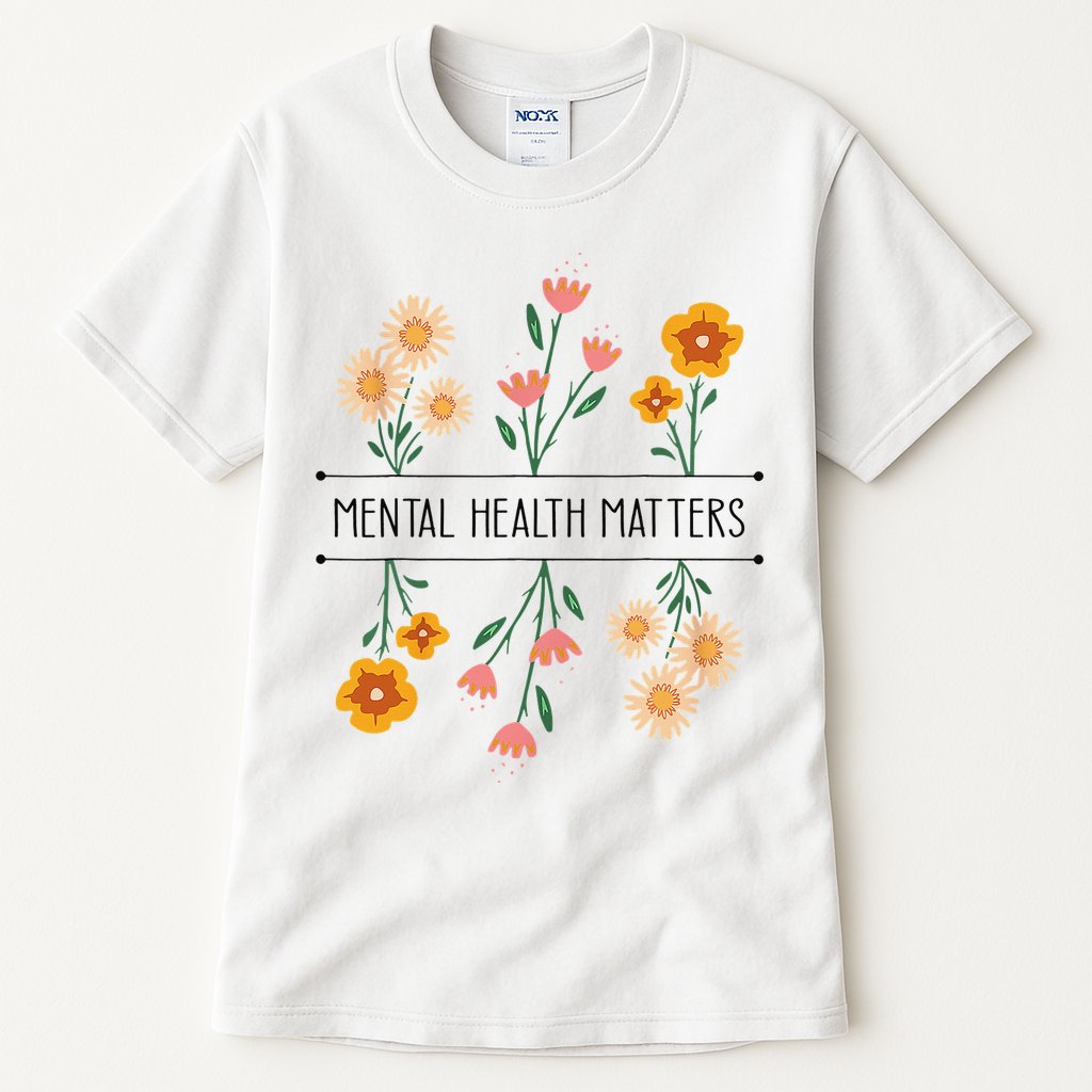 Floral Mental Health Adult and  Mental Health Awareness   Tall T-Shirt