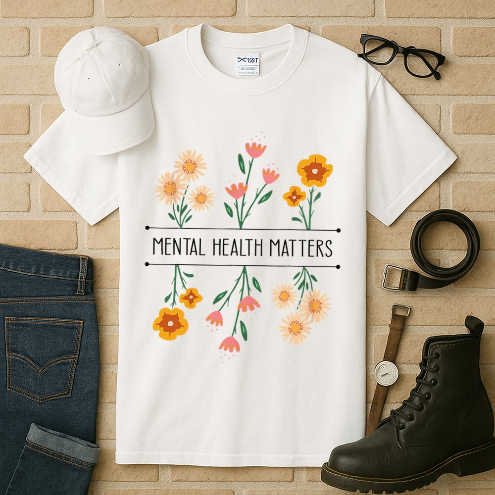 Floral Mental Health Adult and  Mental Health Awareness   Tall T-Shirt