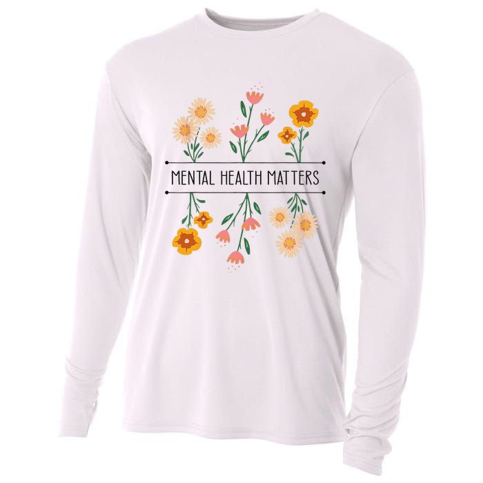 Floral Mental Health Adult and  Mental Health Awareness   Cooling Performance Long Sleeve Crew