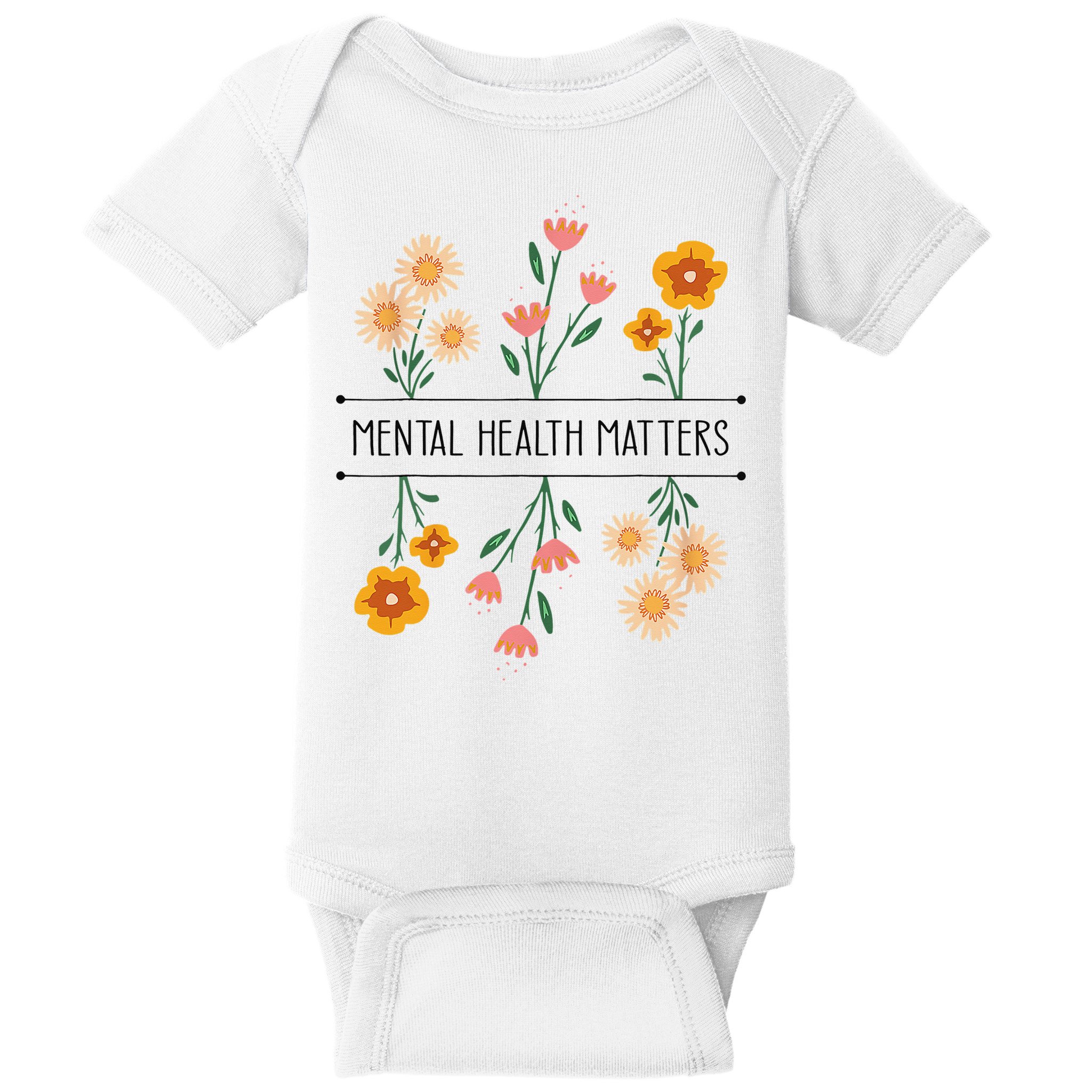 Floral Mental Health Adult and  Mental Health Awareness   Baby Bodysuit