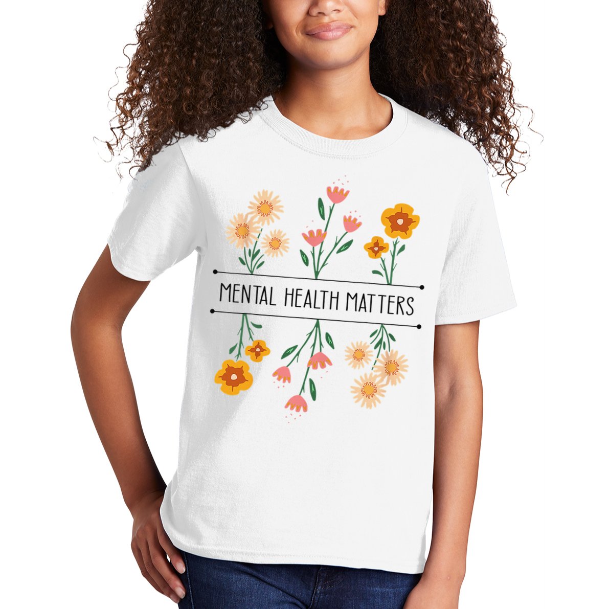 Floral Mental Health Adult and  Mental Health Awareness   Kids T-Shirt