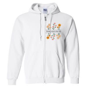 Floral Mental Health Adult and  Mental Health Awareness   Full Zip Hoodie