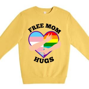 Free Mom Hugs Rainbow And Flag Heart Pride Lgbtq Great Gift Premium Crewneck Sweatshirt