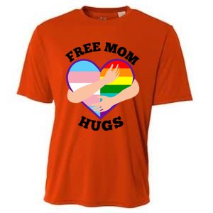 Free Mom Hugs Rainbow And Flag Heart Pride Lgbtq Great Gift Cooling Performance Crew T-Shirt