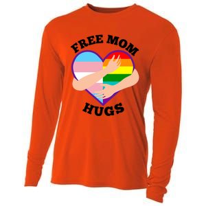 Free Mom Hugs Rainbow And Flag Heart Pride Lgbtq Great Gift Cooling Performance Long Sleeve Crew