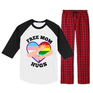 Free Mom Hugs Rainbow And Flag Heart Pride Lgbtq Great Gift Raglan Sleeve Pajama Set