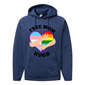 Free Mom Hugs Rainbow And Flag Heart Pride Lgbtq Great Gift Performance Fleece Hoodie